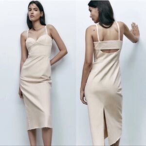 Zara cream colored denim dress women’s medium